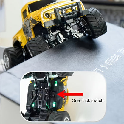 Mini Alloy RC Monster Truck 1:64 Scale 2.4GHz Off-Road Crawler with LED Lights, Street Graffiti Spray-Paint Design