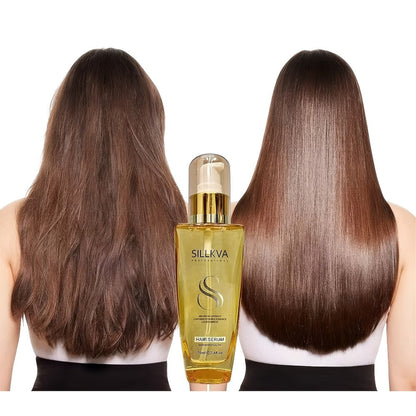 SILLKVA Argan Oil Liquid Hair Serum, Frizz Control & Flyaway Tamer, Smoothing Leave-In Treatment for Dry Damaged Hair