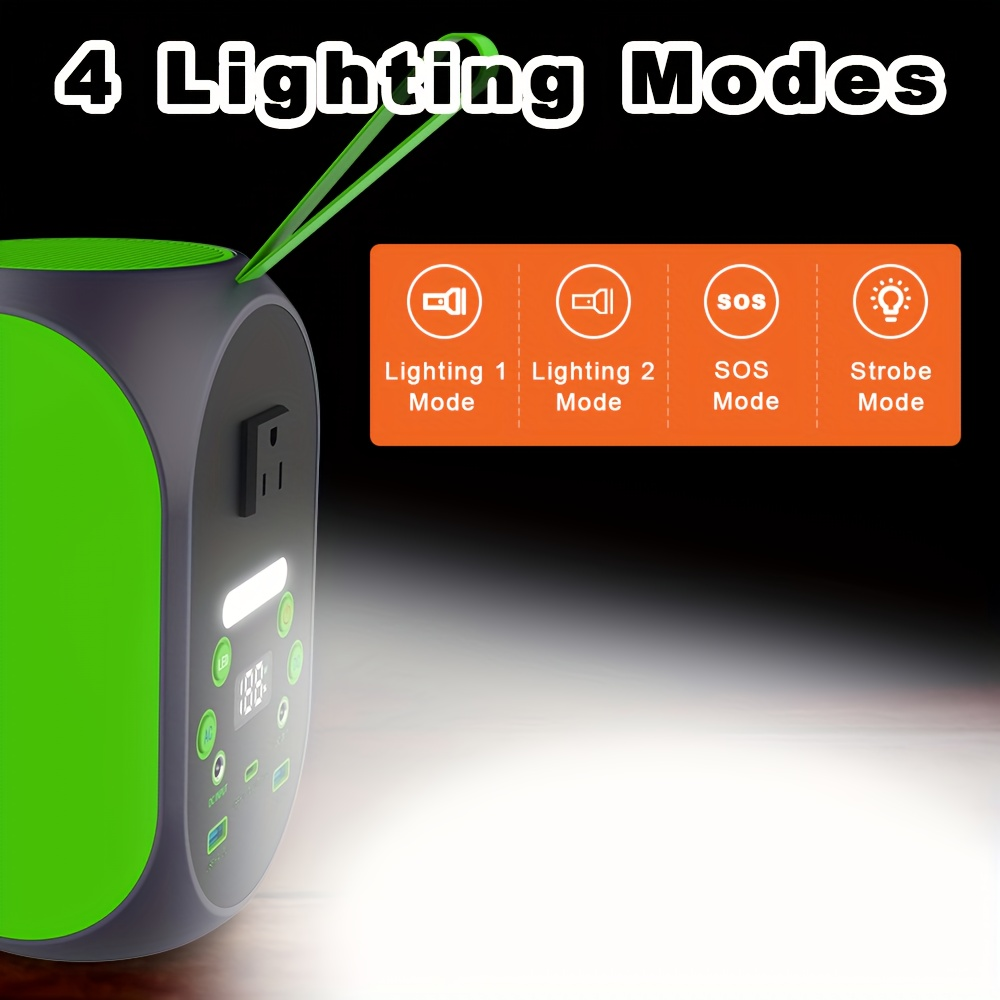 Portable Power Station 99.84Wh 120W LiFePO4 Unit with AC, DC, USB-C, USB-A and Four Light Modes