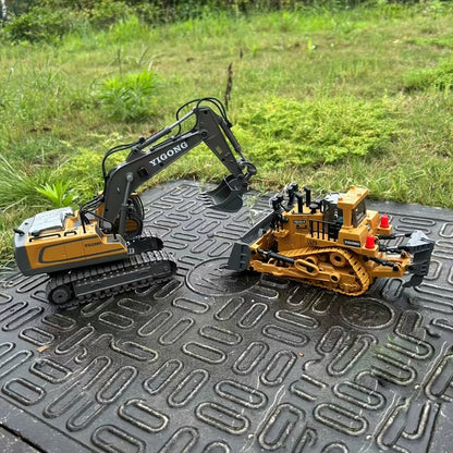 RC Construction Vehicle Set 2-in-1 & 3-in-1, 2.4G 11-Channel Remote Control Excavator Dump Truck Forklift Bulldozer