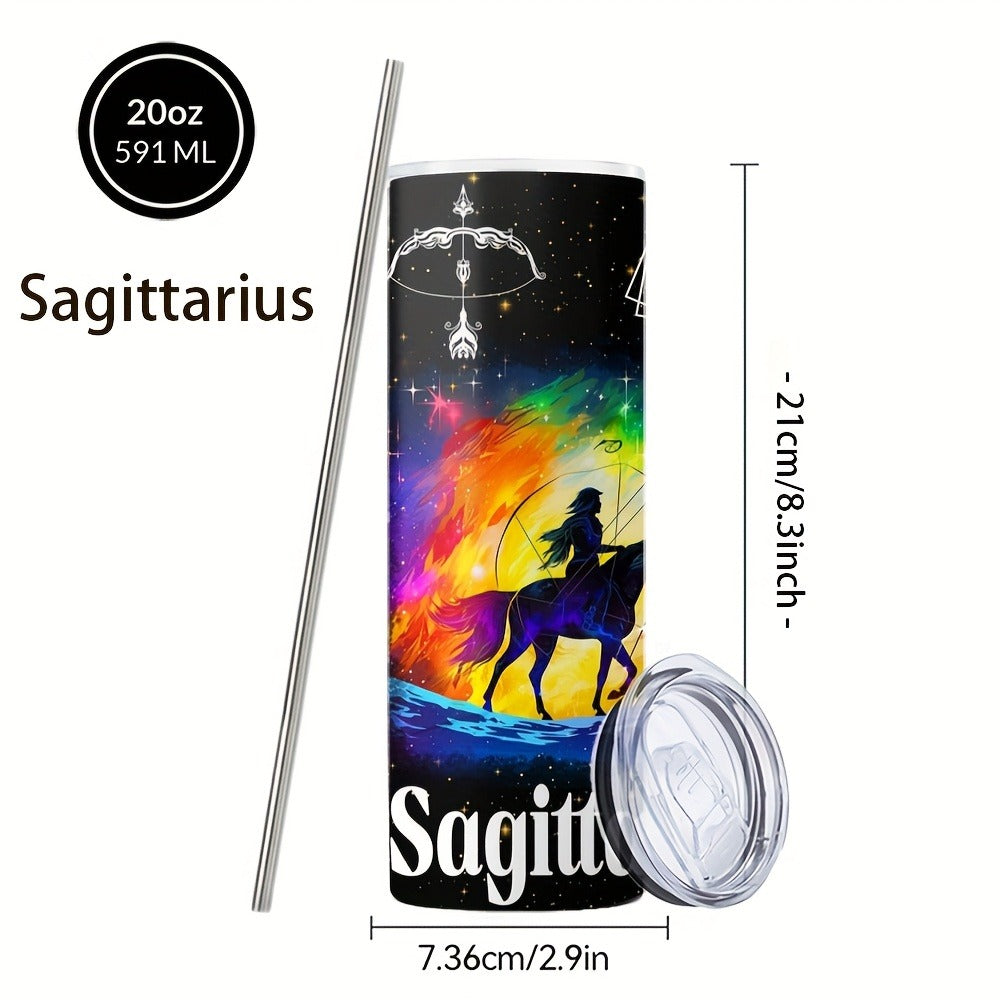 Insulated Tumbler 20oz Zodiac Horoscope 304 Stainless Steel with Lid, Straw and 12 Sign Choices