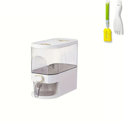 Rice Dispenser with Top-Fill Bin, Measuring Cup and 11 lb or 22.05 lb Gray and White Options
