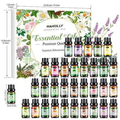 Essential Oil Gift Set with 12, 26, 32 or 48 Five-Milliliter Bottles and Assorted Scent Labels