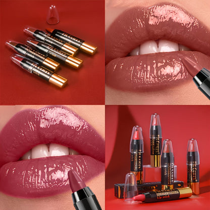 Glossy Crayon Lipstick Set 6 Pack Nourishing Lip Color, for Makeup, Travel and Everyday Vanity Use