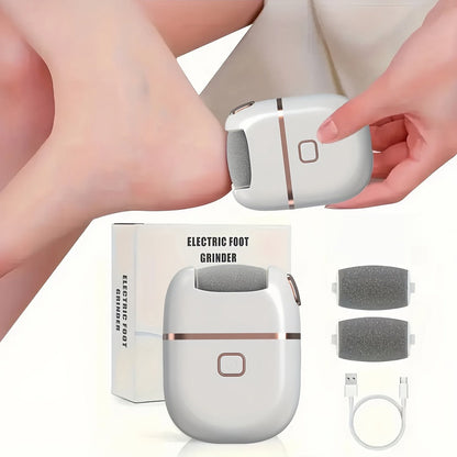Callus Remover for Feet Electric Rechargeable Foot Grinder with 3 Grinding Heads & 2 Speed Settings – USB Portable Pedicure Tool for Cracked