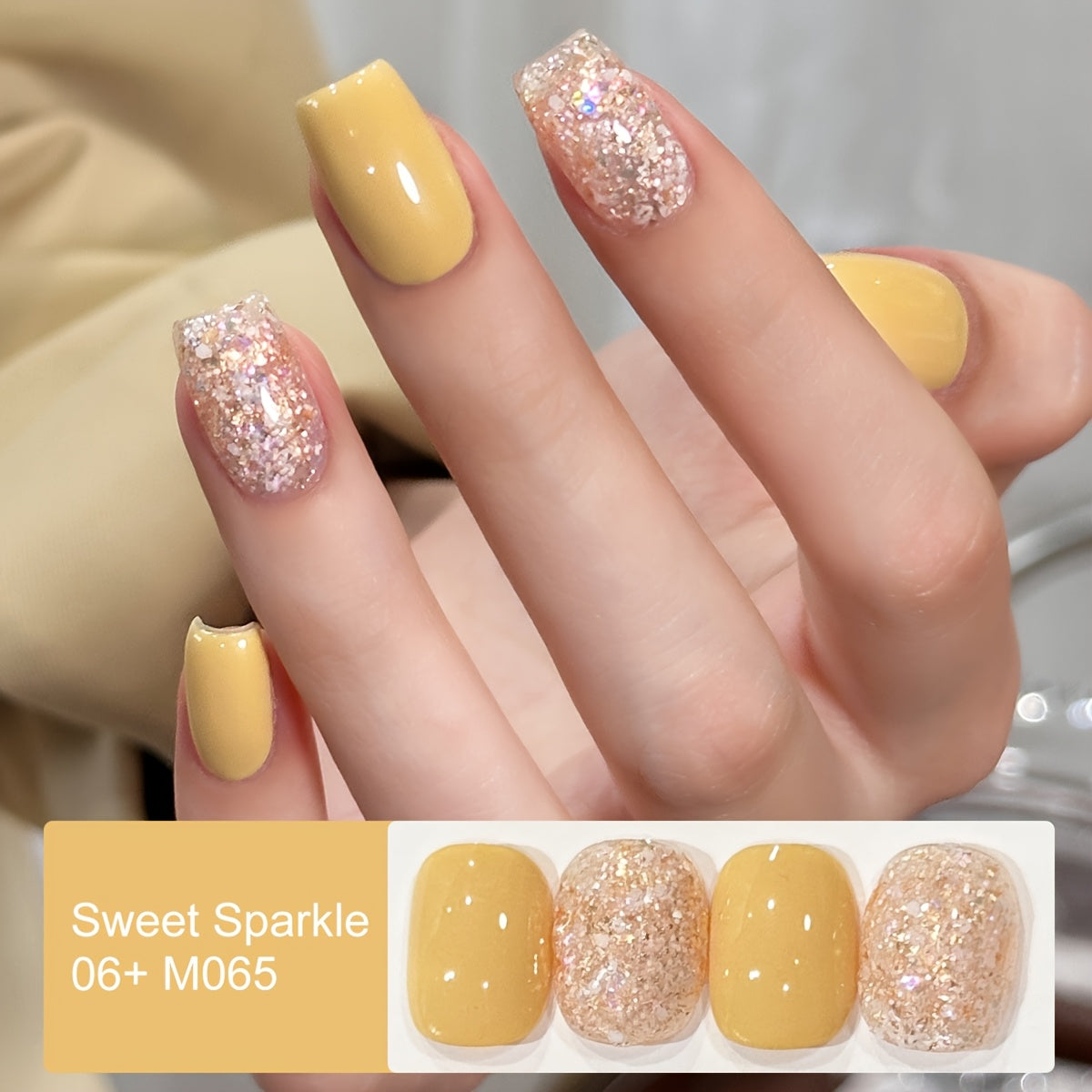 Gel Nail Polish Two-Color Candy Glitter Duo, 0.51 oz Each with Seven Shade Pair Options for UV/LED Curing