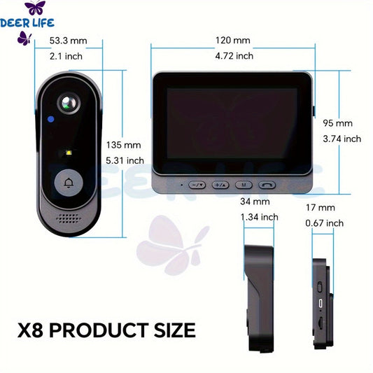 Video Doorbell Selection with Indoor Display, Two-Way Audio, Night View and Five specified Model or Color Options