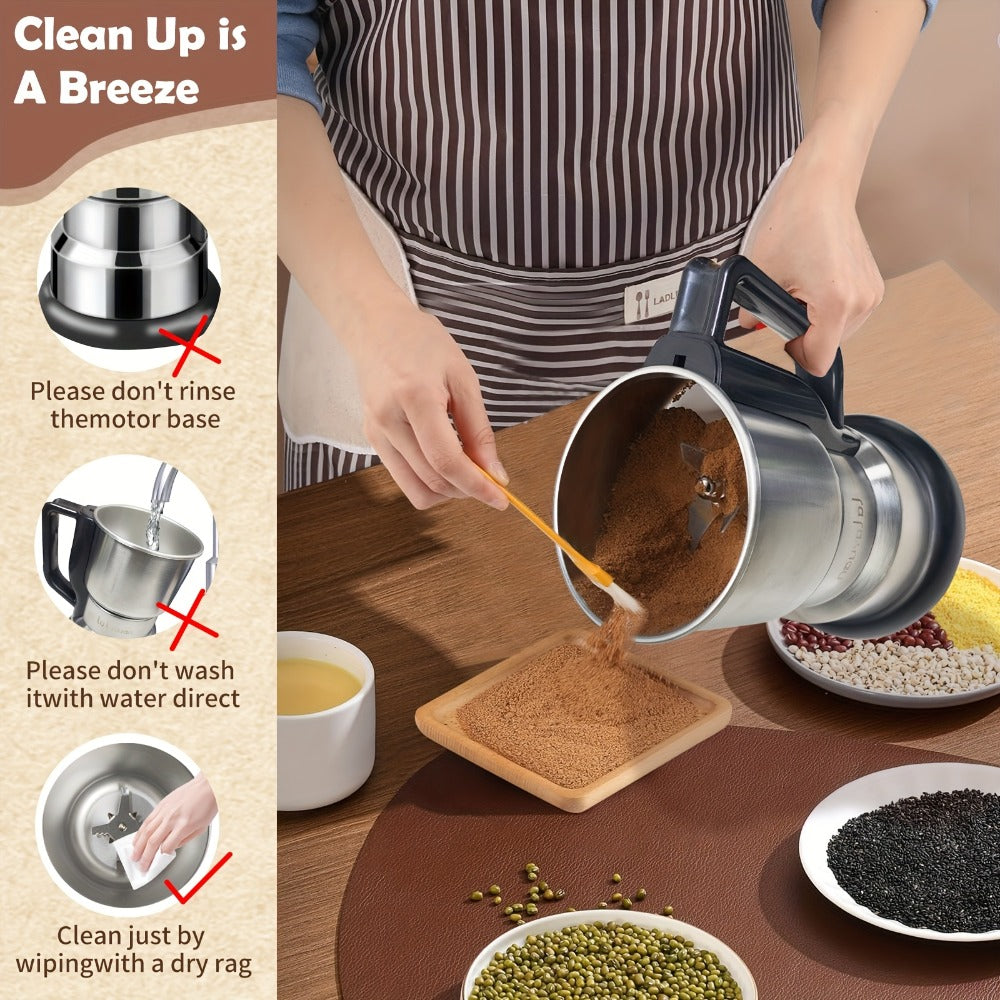 Coffee Bean Grinder 300W 8-Blade Stainless Steel 400g 14oz Large Up to 36 Cups 10-Second for Entryways, Bedrooms and Living Spaces