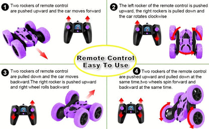 Remote Control Car, Double-Sided 360-Degree Flip Stunt Model with LEDs, 2.4GHz Control and 1400mAh Battery