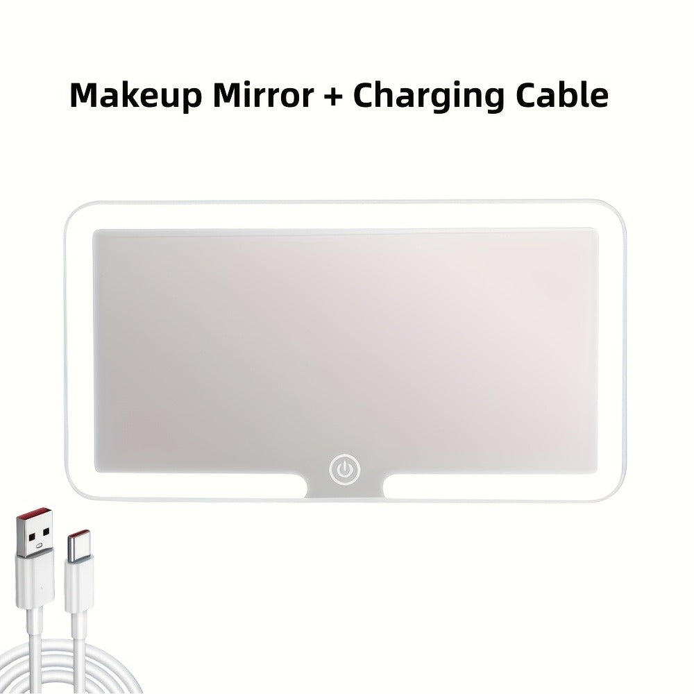 LED Car Visor Mirror Rechargeable – Ultra-Thin Vanity Mirror with 3 Light Modes (Daylight, Dashboard, Cockpit), Universal Fit for Cars