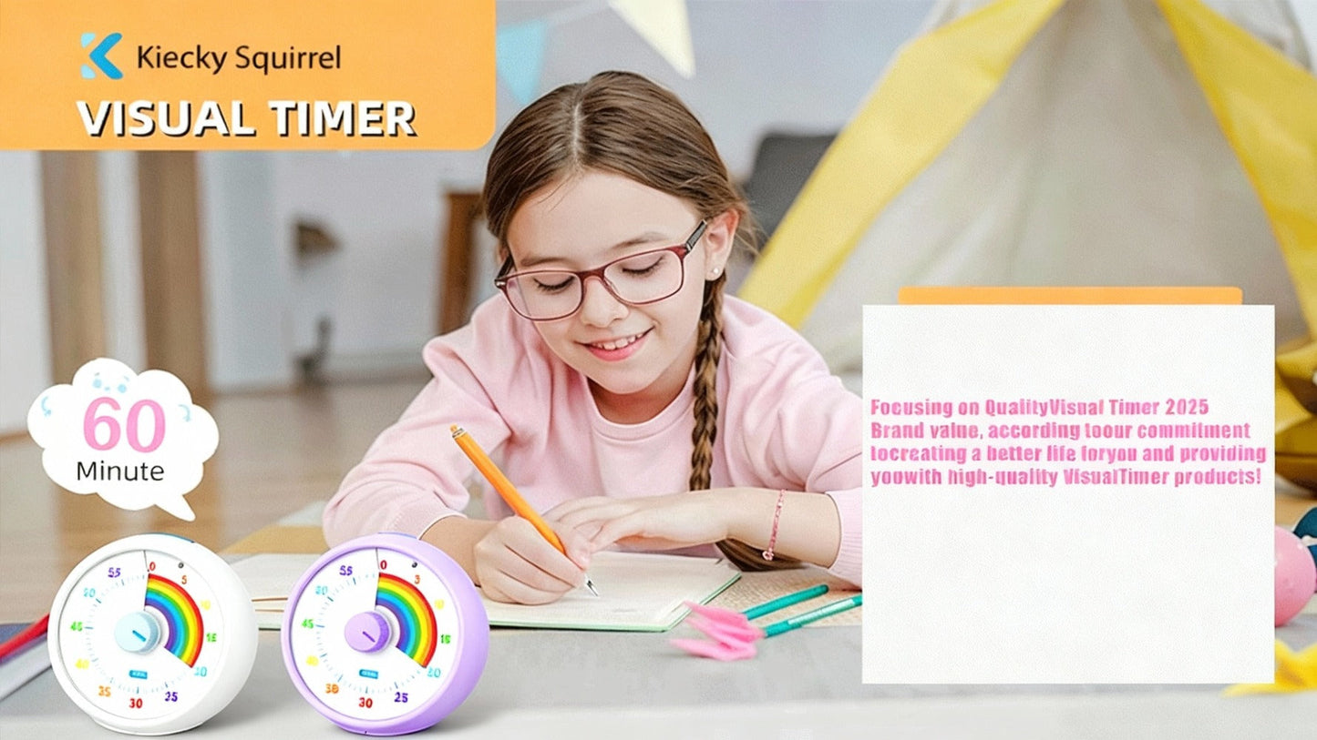Visual Timer 60 Minute Countdown Silent Tomato Timer Rainbow Pattern for Classroom Office for Home Cooking, Dining and Outdoor Meals