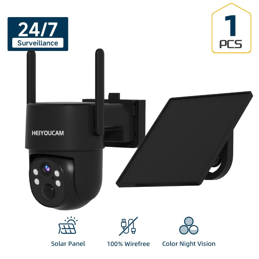 AI Auto Tracking Solar Security Camera Outdoor 360° Dome – AI Human Detection, Full Color Night Vision, Smart Siren & Spotlight
