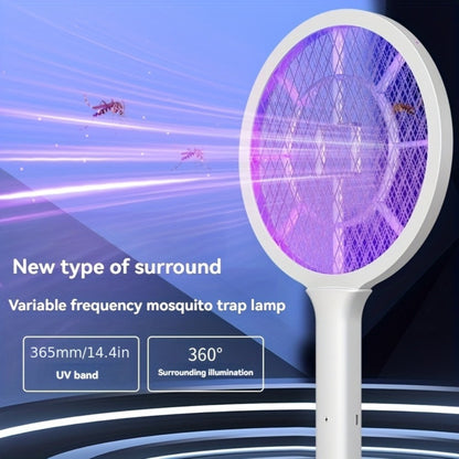 Electric Mosquito Swatter Racket Bug Zapper with LED Night Light & USB Charging, Handheld Insect with Base Stand