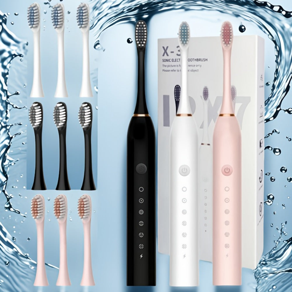 Rechargeable Electric Toothbrush with 6 Cleaning Modes & Smart Timer, USB Sonic Toothbrush for Adults