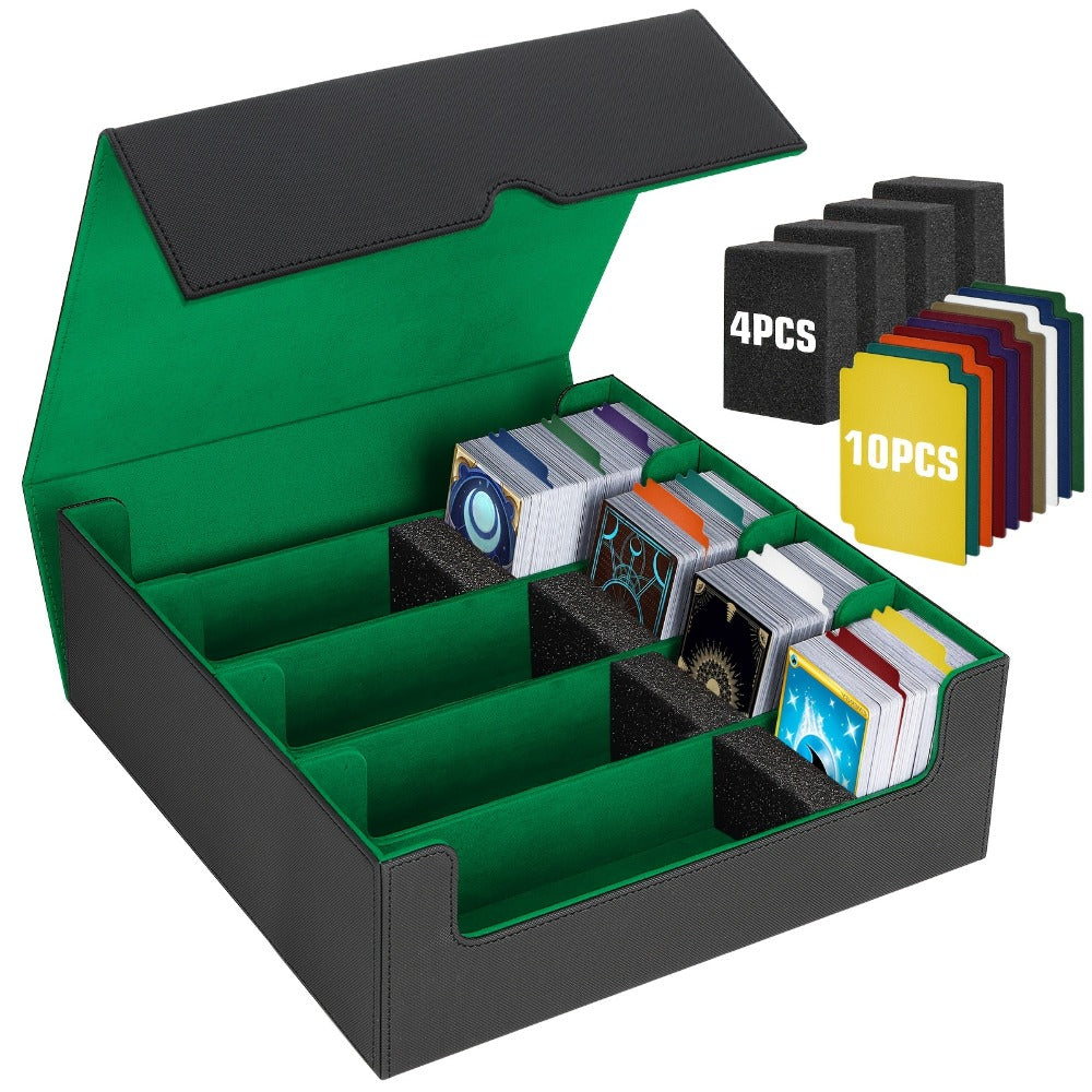 Trading Card Storage Box 5-Row 3900+ Capacity – Card Deck Case with 48 Colorful Dividers & 5 Foam Supporters for MTG Commander Yu-Gi-Oh