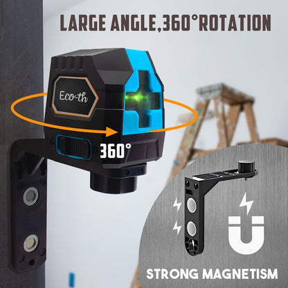 Compact Line Laser Level Kits in Four Model Packages with Bracket, Base and Battery Options