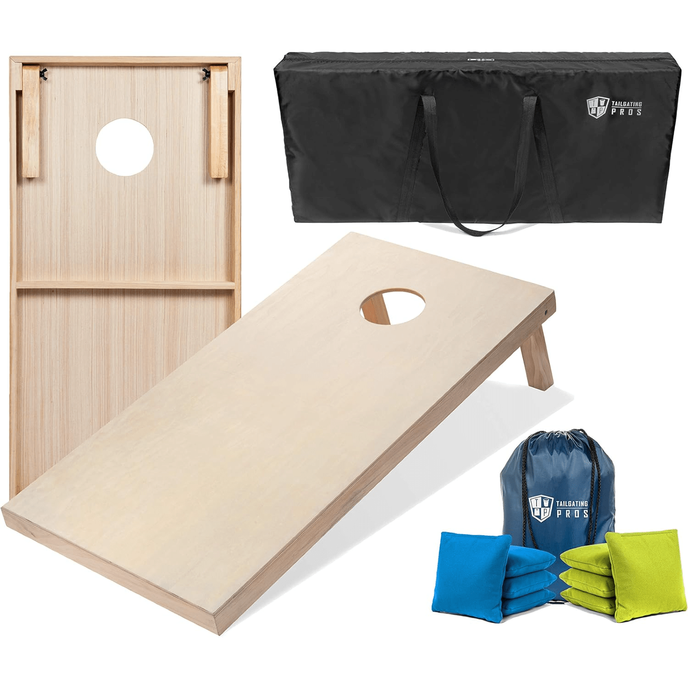 Regulation Cornhole Board Set 4x2 Solid Wood ACA Standard with 8 Bean Bags Carrying Case Tote Outdoor Yard Tailgate Party Game 13 Color