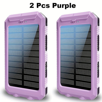 2-Pack Solar Power Bank 20000mAh 40000mAh Portable Dual USB Fast Charging with Built-In for an Everyday Personal Care Routine