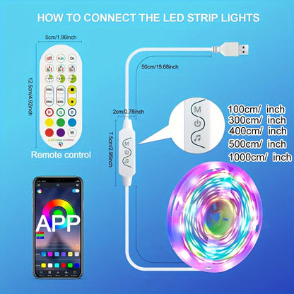 RGBIC TV Backlight Strip Lights for 10-85 Inch TV & Monitor, USB Powered Smart LED Bias Lighting with App Control
