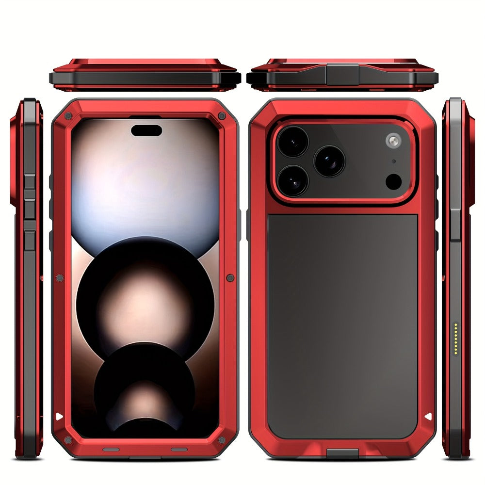 Metal Silicone Heavy Duty iPhone Case Full Body Protection – Anti-Drop Dustproof Shockproof Cover for iPhone 11 12 13 14 15 16 17 Air Plus