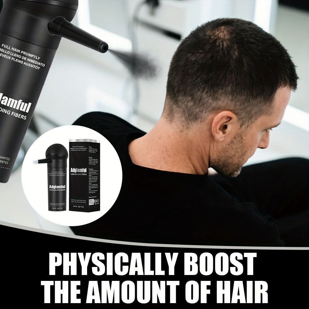 Hair Fiber Powder Kit with Tall Container and Directional Spray Applicator in Medium Brown or Black