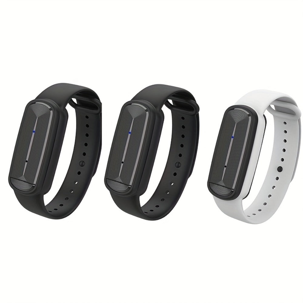 Ultrasonic Mosquito Bracelet 3-Pack, USB Rechargeable Intelligent Bug Wristband for Camping, Outdoor