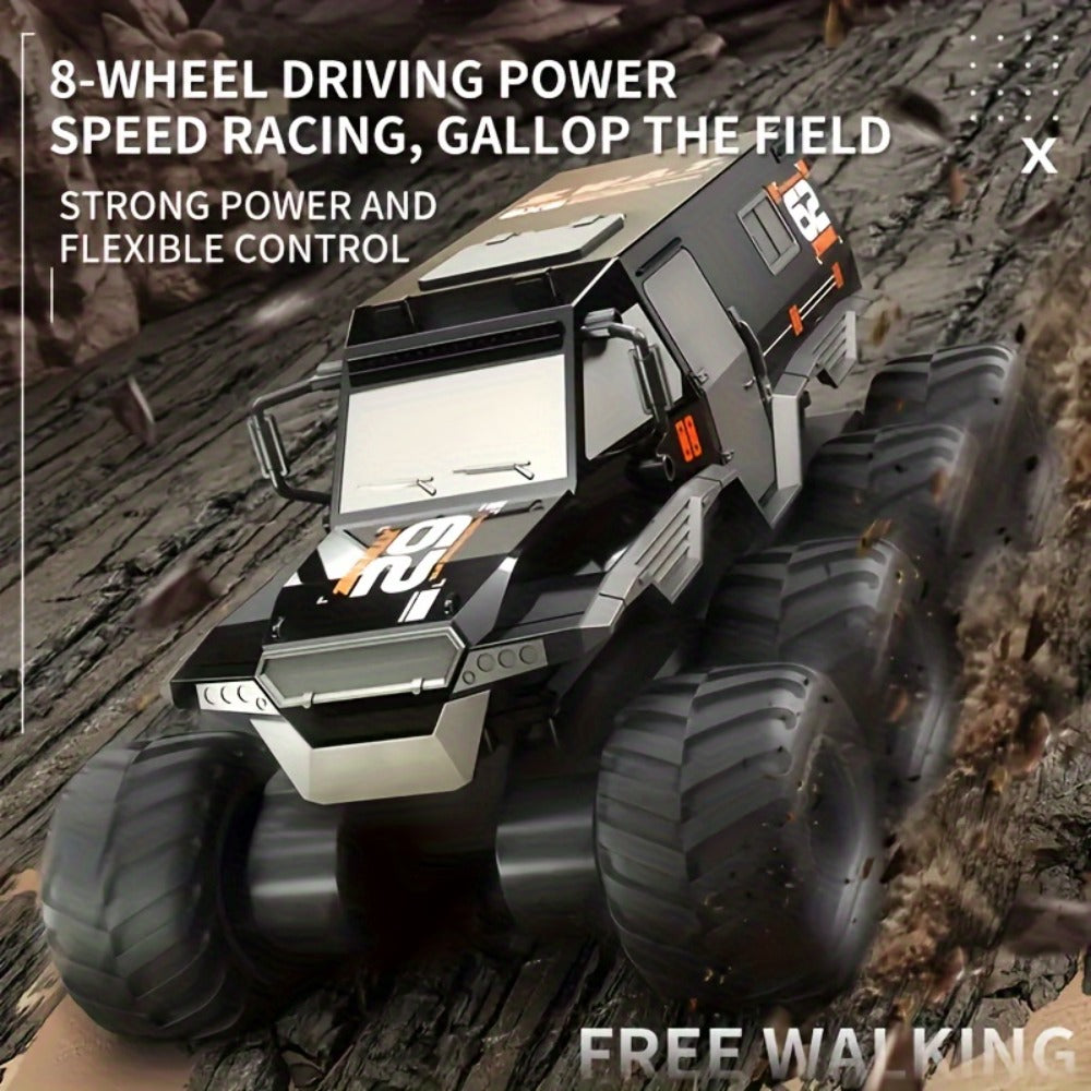 Amphibious RC Truck 8-Wheel Drive 4-Motor Off-Road Climbing Remote Control Armored Vehicle, Oversized Land & Water Military Truck Toy