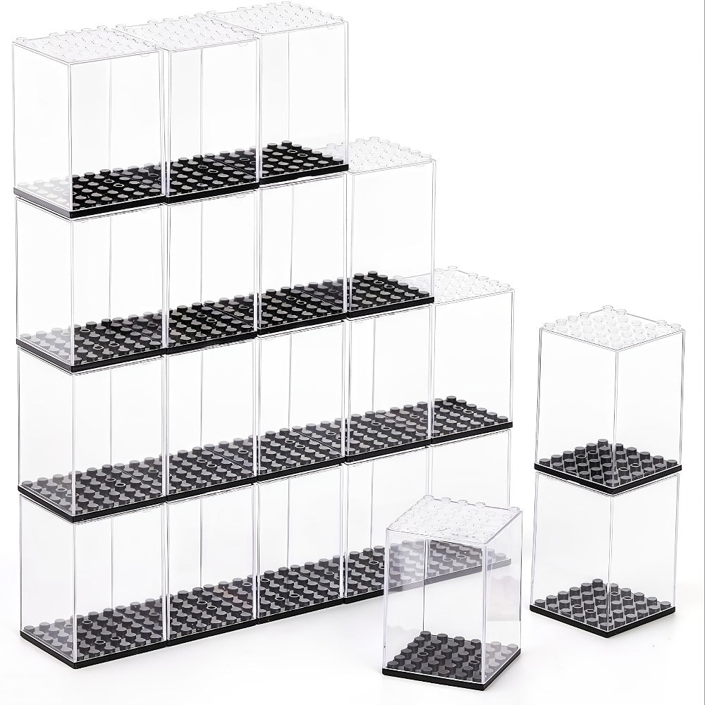 Minifigure Display Case 20-Pack – Clear Acrylic Stackable Storage Boxes for LEGO Figures, Action Figures & Collectibles | Dustproof 360°