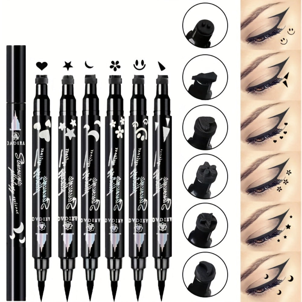 Waterproof Eyeliner Pen Set 6pcs Double-Ended Liquid Eyeliner Kit, Smudge-Proof, Oil-Proof, Precision Eye Liner Pencil for Women