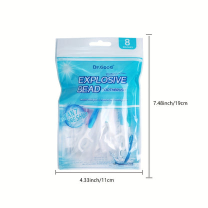 Travel Disposable Toothbrush 5-in-1, Pre-Applied Mint Toothpaste, Floss, Pick & Tongue Scraper, Soft Nylon