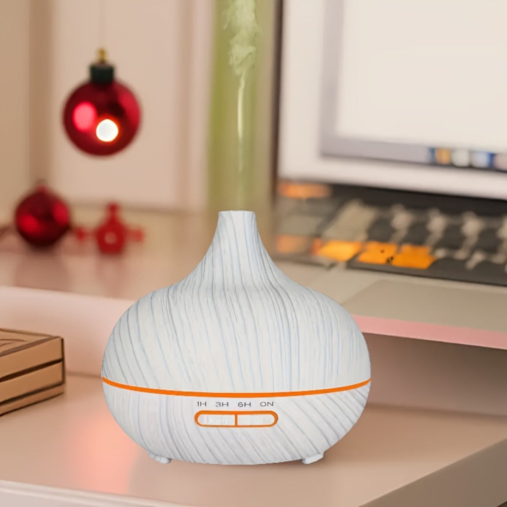 Aroma Diffuser Set 2 Diffusers 6 Essential Oils 550ml Wood Grain Cool Mist Humidifier for Entryways, Bedrooms and Living Spaces