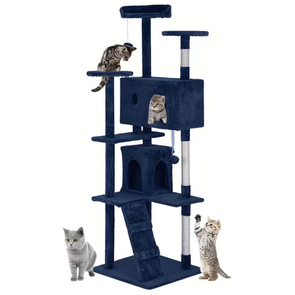 Cat Tree Tower Multi-Layer with Scratching Post, Perch Platforms & Cat Apartments – Tall Cat Climbing Frame for Indoor Cats