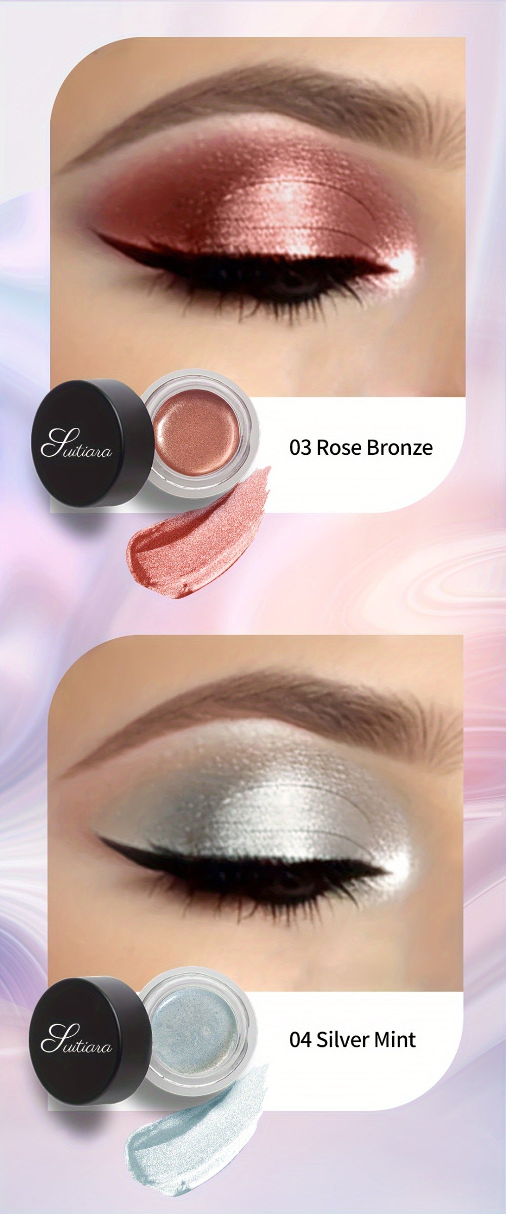 Jelly Gel Eyeshadow 2 Pack Sunset Copper Shimmer High Gloss Metallic Finish Fade Resistant, for Makeup, Travel and Everyday Vanity Use