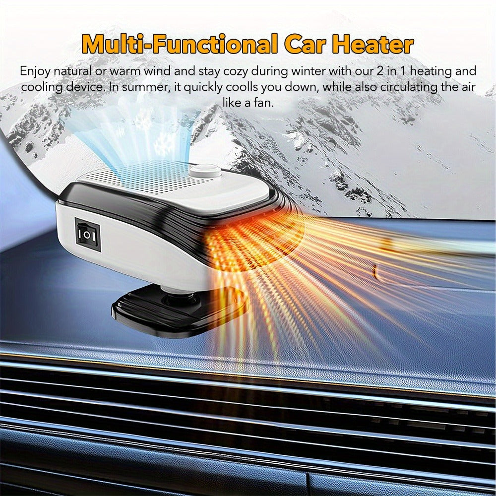 Portable Car Heater & Defroster 150W – Fast-Heating Windshield Defogger with Adjustable Airflow for Car, SUV, RV & Camping | White & Green