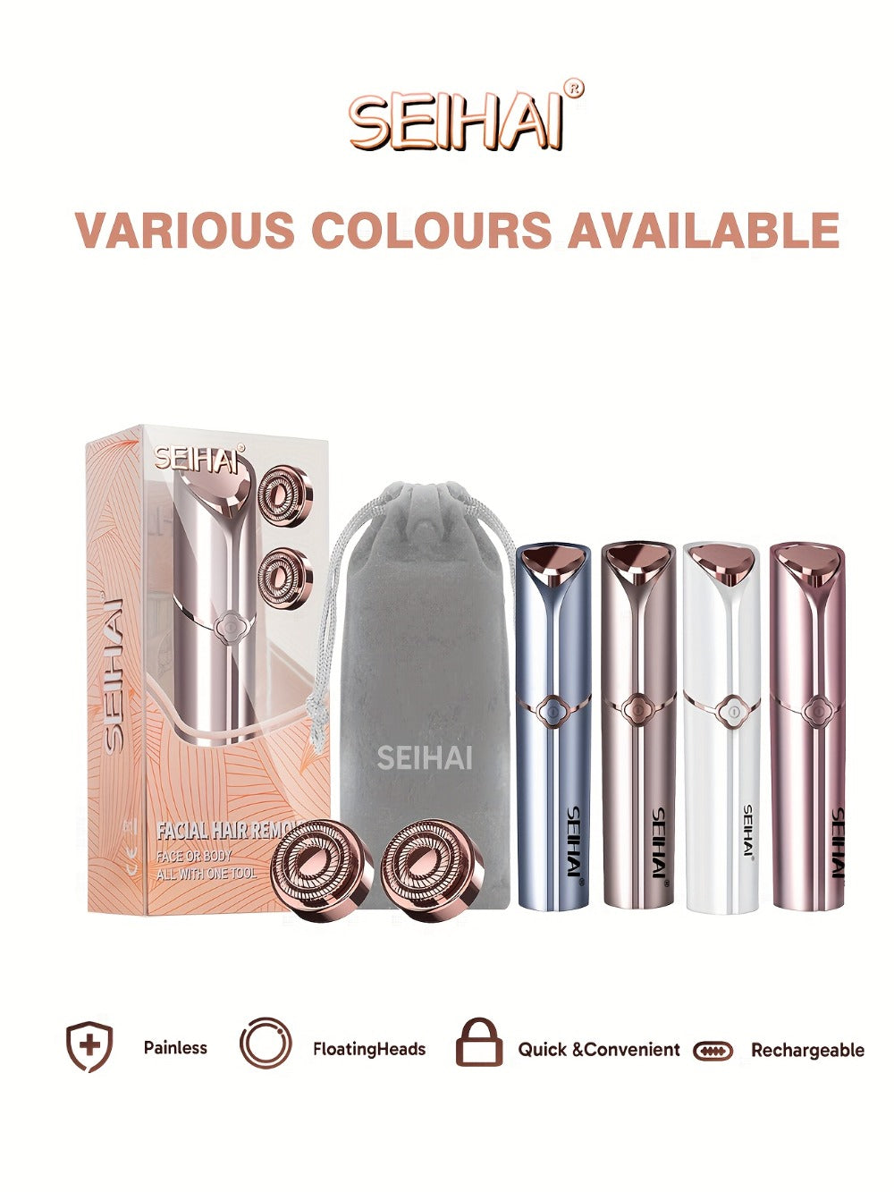 Electric Shaver for Women USB Rechargeable Epilator Hair Remover Face Bikini Legs Arms, for Everyday Face, Beard and Body Grooming