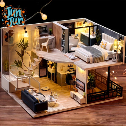 Double Story Wooden Cottage 3D Puzzle Model Kit with Furniture & Tools with the Listed Color, Size or Set Options for Everyday Use