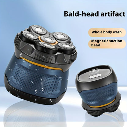 6D Floating Head Bald Head Shaver Self-Cut Electric Hair Clipper – 10W High Power 1400mAh USB-C Charging LED Display Two-Speed Travel Lock
