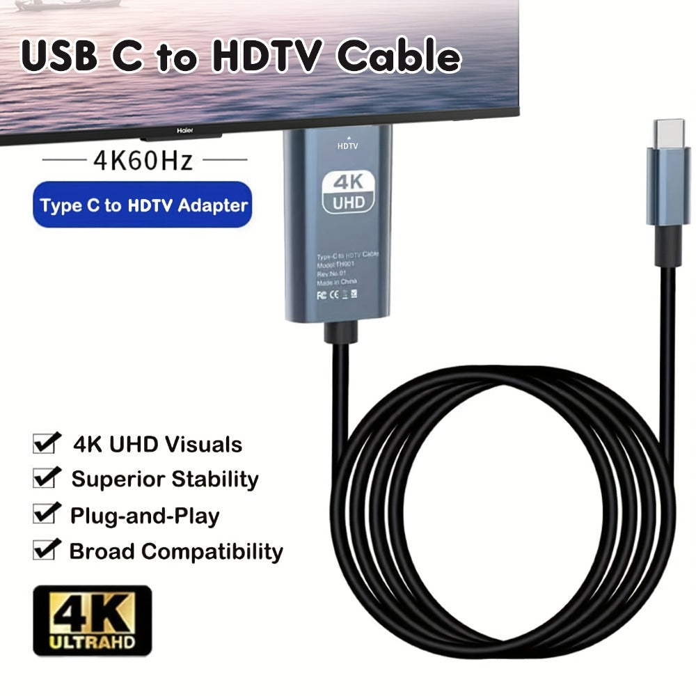 USB-C to HDMI Adapter 4K@60Hz, Thunderbolt 3/4 Compatible, Aluminum for MacBook Pro/Air, iPad Pro