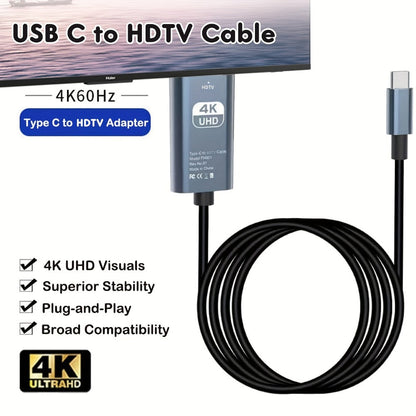USB-C to HDMI Adapter 4K@60Hz, Thunderbolt 3/4 Compatible, Aluminum for MacBook Pro/Air, iPad Pro