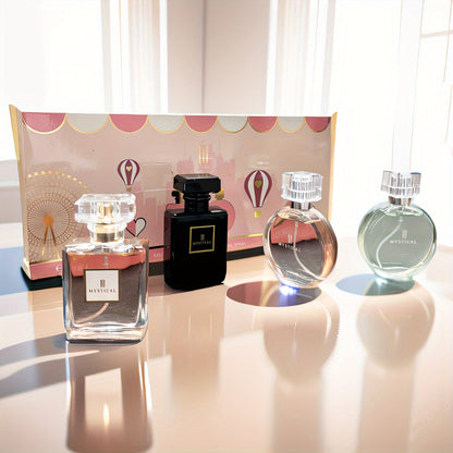Perfume Gift Set for Women 4 Pieces – Mini Travel Fragrance Set Long Lasting, Unisex Cologne Spray Portable Gift Box for Mother's Day