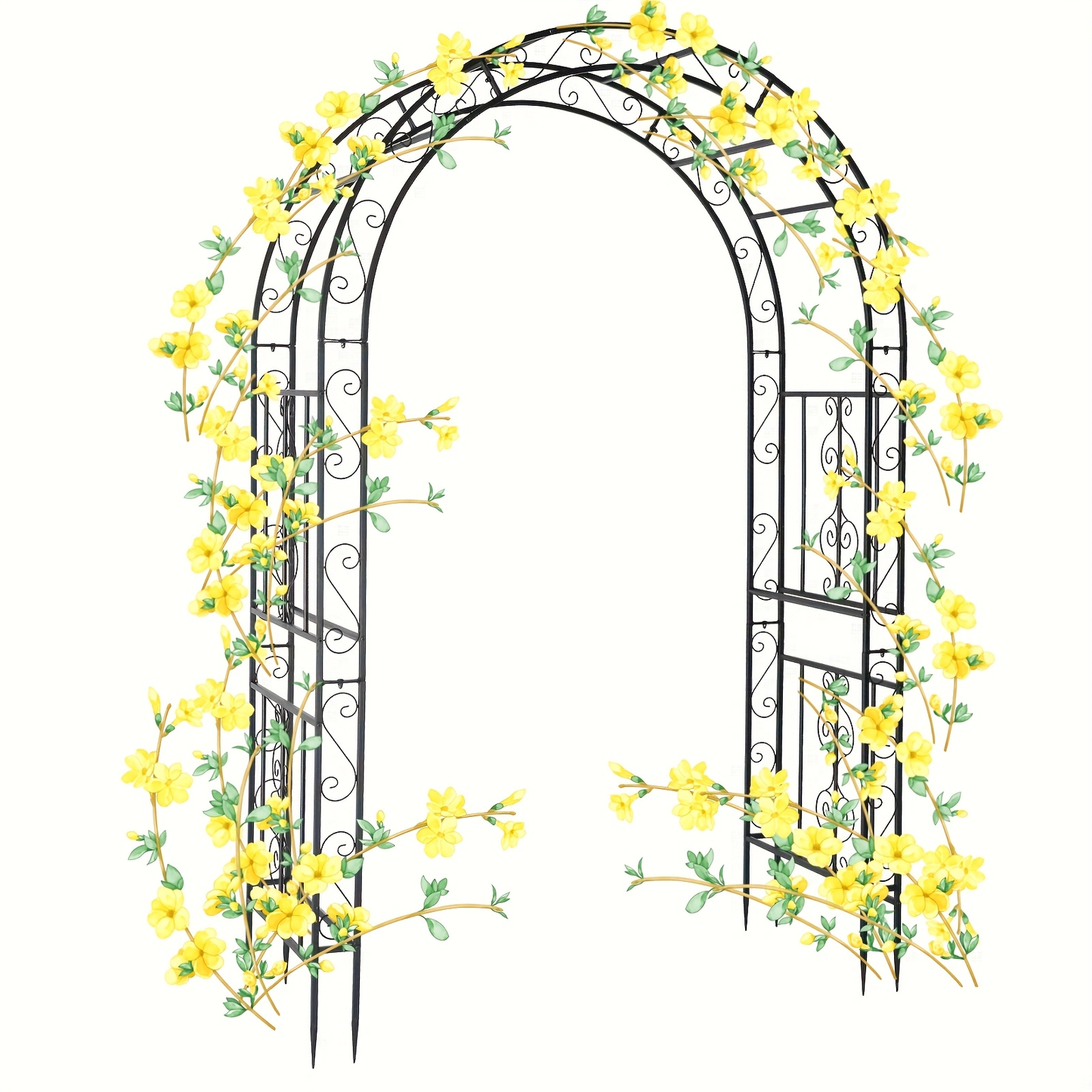 Wrought Iron Garden Arch 7ft Rose Trellis Multi-Style for Garden, Patio and Yard Use, with the Listed Configuration