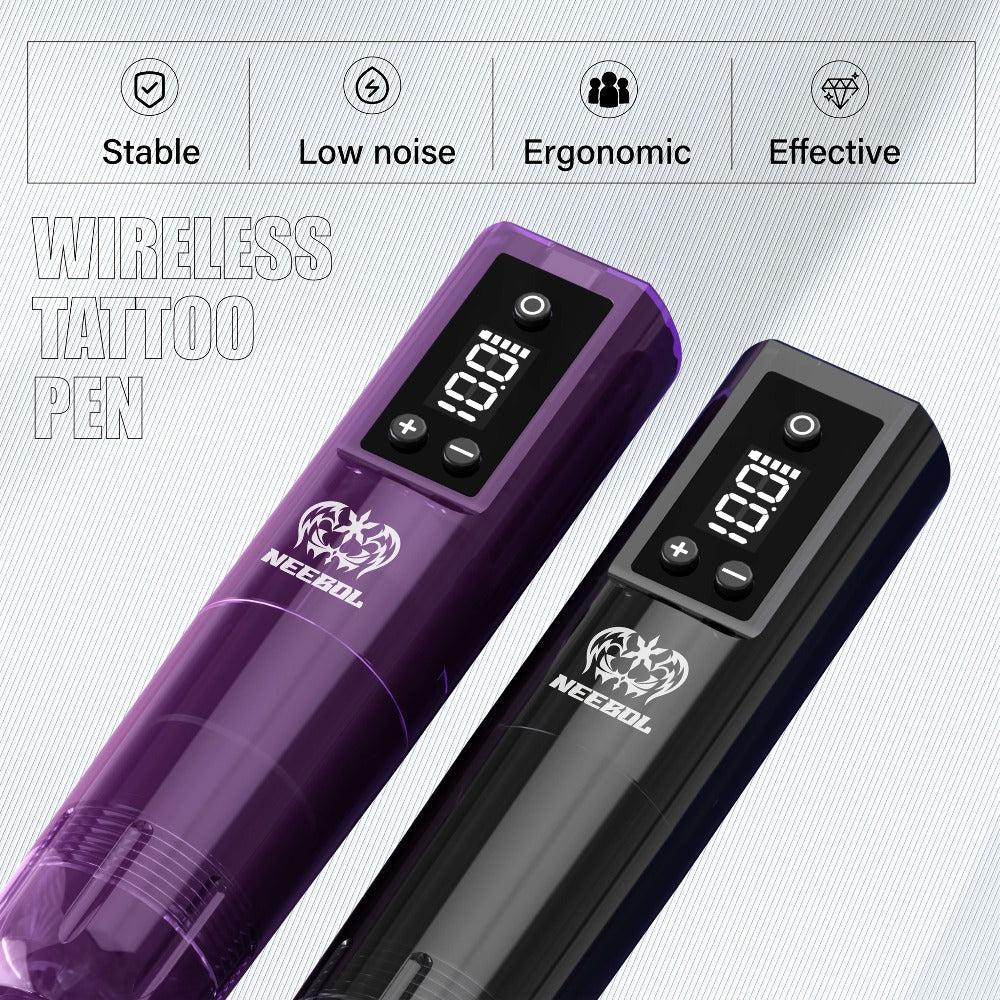 Wireless Rotary Tattoo Machine Neebol Cordless Pen, 6- Battery Life, Portable Design, Cartridge Compatible
