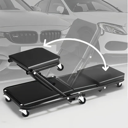 Mechanic Creeper 36-Inch Z-Crawl Folding – Adjustable Load Board, 6-Wheel 2.5" Rolling Garage Repair Seat