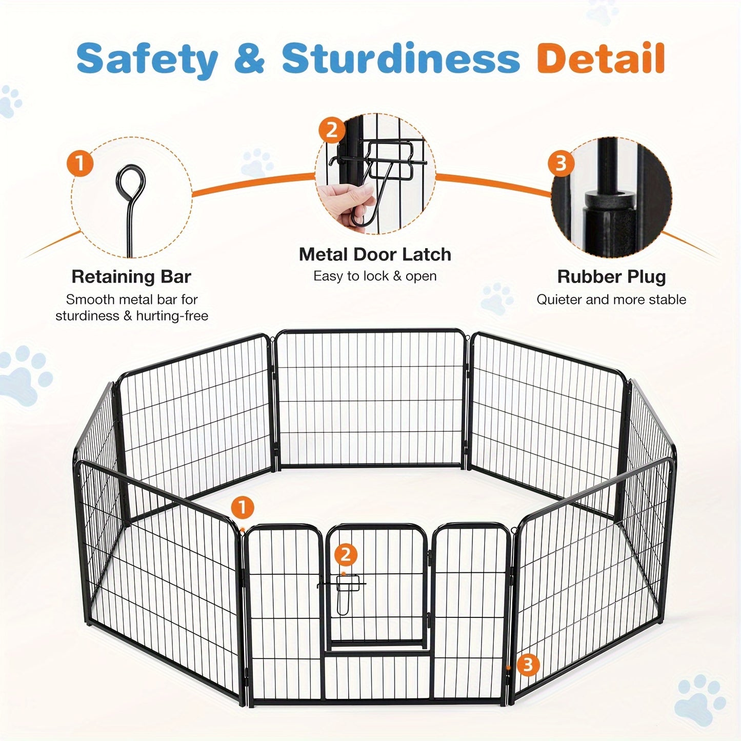Pet Playpen Exercise Pen for Dogs 8 or 16 Panel Modular Indoor Outdoor Dog Fence – 24 32 40 Inch Height Options for Small Medium Large Dogs