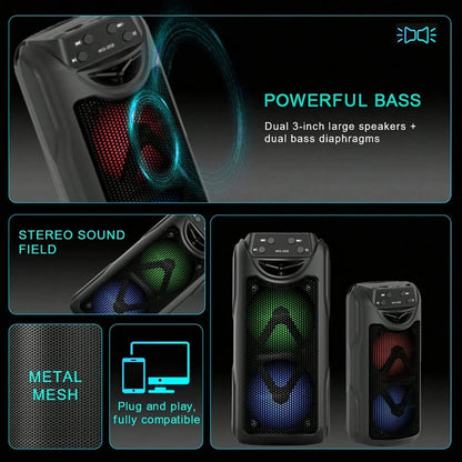 Portable Bluetooth Speaker MOS-2058 with RGB Ambient Lights, USB, AUX, FM, TF Playback and Four Colors