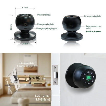 Matte Black Smart Door Knob Lock with Fingerprint & Keypad, App Control, Auto Lock for an Everyday Personal Care Routine