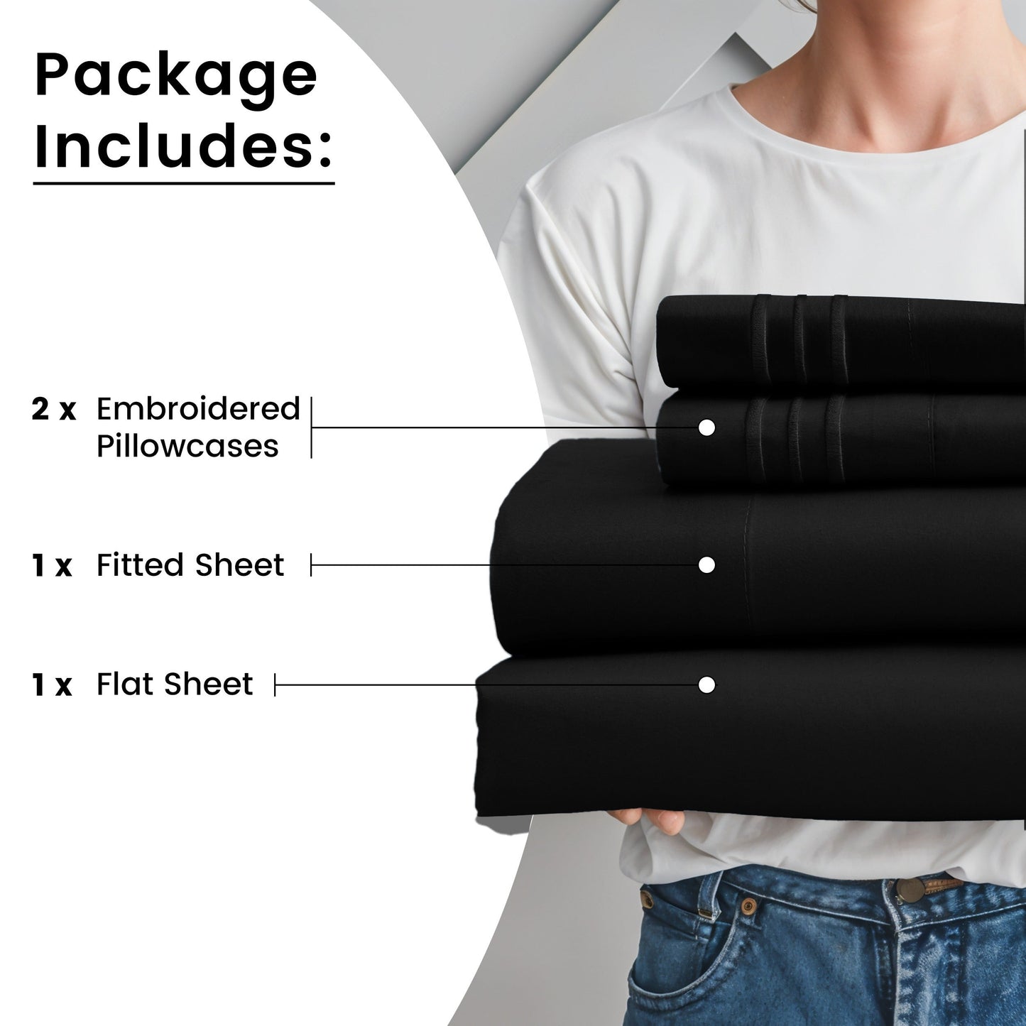 Fitted Sheet Set 6-Piece Brushed Polyester Deep Pocket Bed Sheets 20 Colors Hotel Luxury Bedding with Embroidered Pillowcases