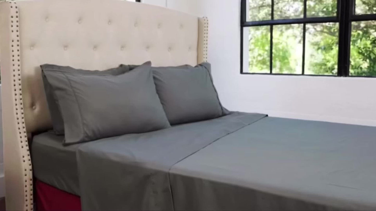 Cooling Fitted Sheet Bamboo Blend Ultra-Soft Deep Pocket Bed Sheet for Hot Sleepers Twin Full Queen King Size Machine Washable Breathable