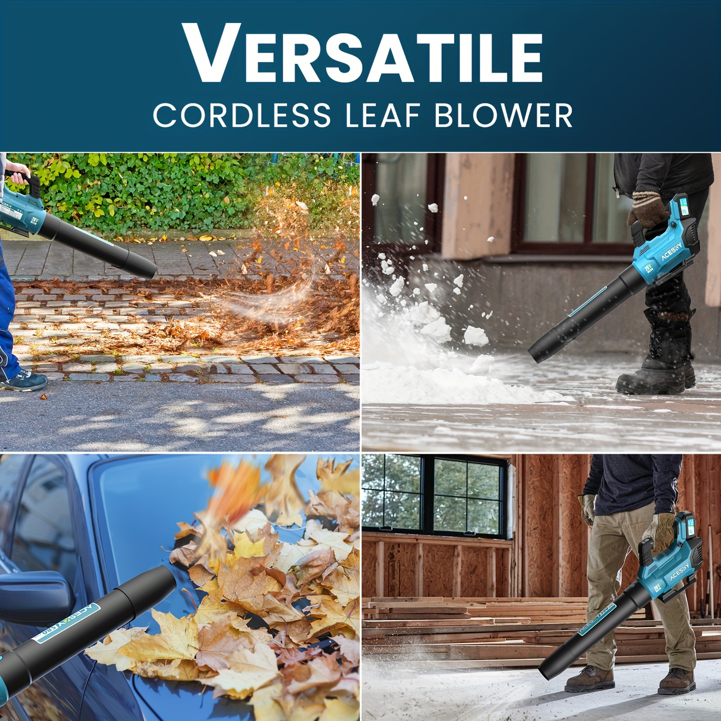 Cordless Leaf Blower 580CFM 160MPH, 2×4.0Ah Battery Powered, 3-Speed Adjustable for Garden, Patio and Yard Use