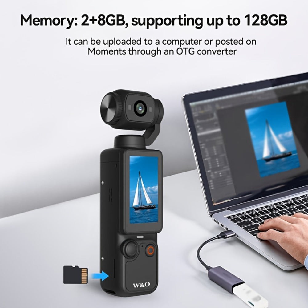 4K UHD Pocket Body Camera 32GB Card 2000mAh Battery 16X Zoom 180° Rotation 1.9-Inch Screen Mini Video Audio Cam for Outdoor Sport Bike